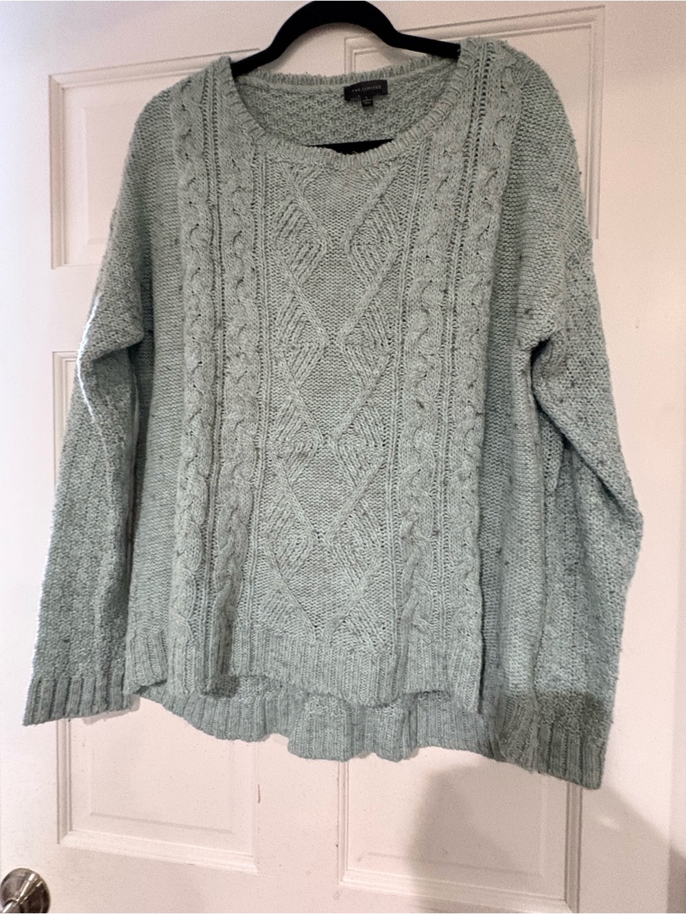 The Limited Mint Green Cable Knit Crewneck Sweater